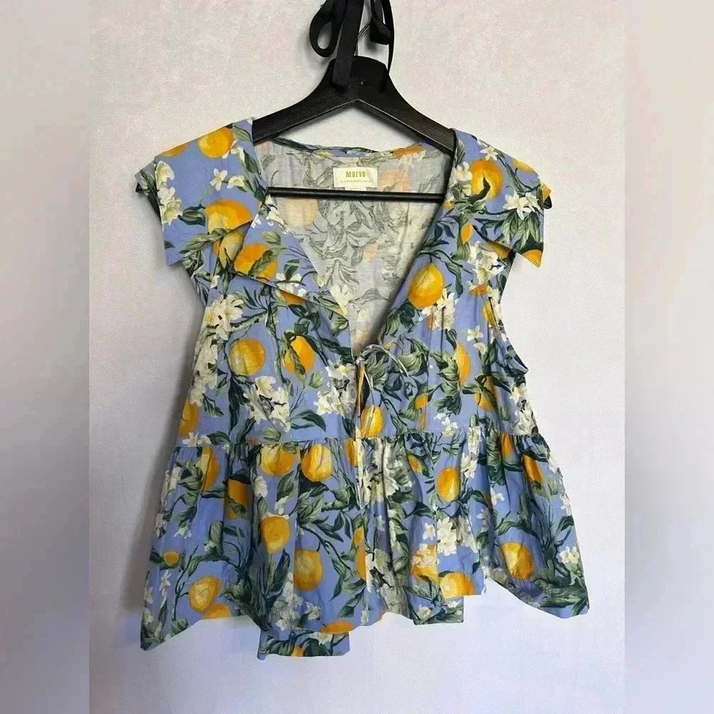 OPEN TO OFFERS Maeve Anthropologie Blue Floral Women's Top Size SMALL